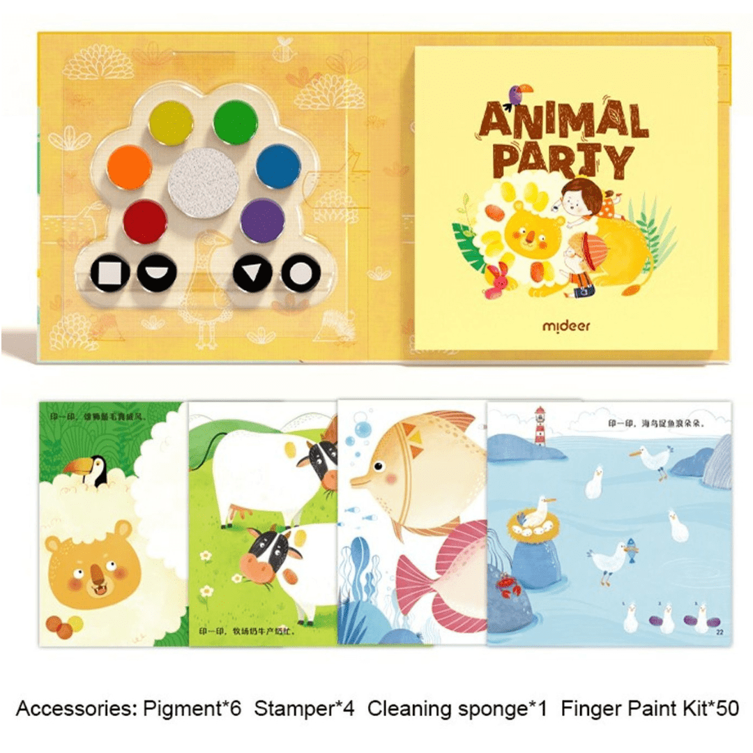 Creative Finger Paint Book - Animal Party - The Chaos Emporium