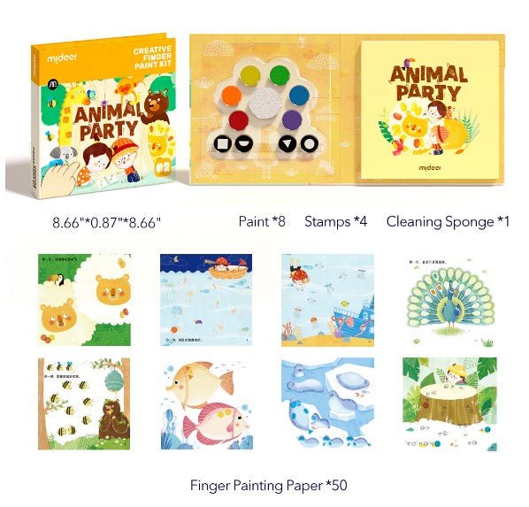 Creative Finger Paint Book - Animal Party - The Chaos Emporium