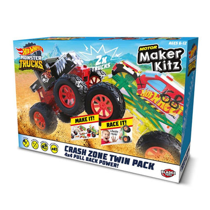 Hot Wheels Monster Trucks Motor Maker Kitz Crash Zone Twin Pack