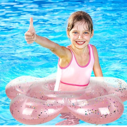 Inflatable Holographic Glitter Swim Ring - Flower Design - The Chaos Emporium