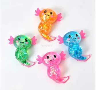 Squishy Sensory Gel Clear Glitter Axolotl - The Chaos Emporium